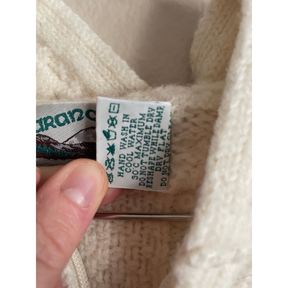Aran Crafts Chunky Fisherman Cable Knit Merino Wool Zip Up Cardigan Sweater M - Picture 5 of 6